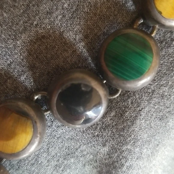 Exquisite Vintage Stone and 950 Silver Bracelet - Picture 7 of 7